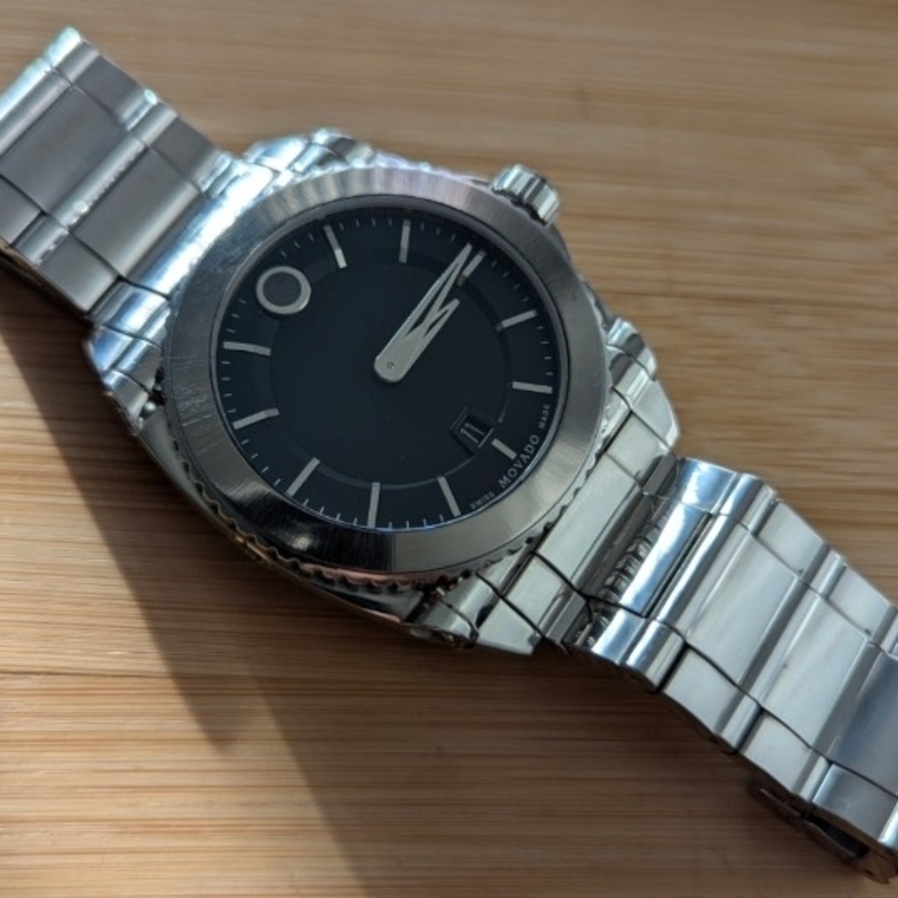 Movado Silver and Black Watch